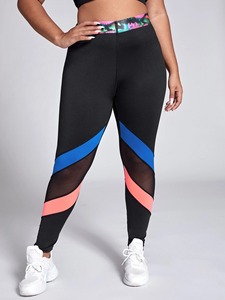 Women's High Waist Leggings Mesh Panels Full Length Sport Wear Stretch Breathable Compression Eco-Friendly UV Protection 220g - Product Image 4