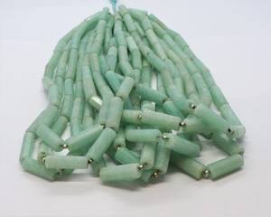 Perles en amazonite naturelle facettée de forme cylindrique, 6x20 mm, perles en amazonite en forme de tube, 16 pouces, amazonite facettée de forme cylindrique - Product Image 1