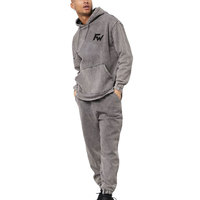 Ensemble de survêtement délavé à l'acide avec logo personnalisé, sweat à capuche oversize et pantalon de jogging assorti, tenue streetwear décontractée, vêtements de sport, vente en gros