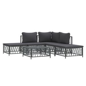 Set Lounge da Giardino Antracite con Struttura in Acciaio, 4 Posti, Resistente alle Intemperie, Arredamento da Esterno dal Design Contemporaneo - Product Image 3