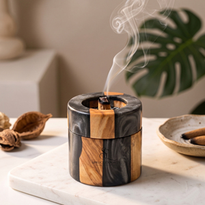 Quemador de incienso árabe de resina y madera, hecho a mano, de forma redonda, para Oud y Bakhoor, para decoración del hogar y aromaterapia, elegante incensario. - Product Image 6