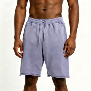 Pantalones Cortos Casuales de Color Sólido para Hombre, Cintura Elástica, Tela de Rizo Suave, Estilo Streetwear, con Cordón Ajustable, para Verano - Product Image 3