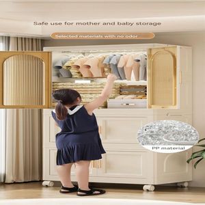 Armadio Pieghevole Laterale da 65 cm con Porta Magnetica, Armadietto in Plastica con Ruote 40 cm x 145 cm, Unità Singola - Product Image 3