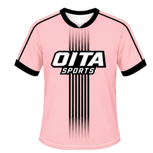 Conjunto de Rugby Rosa Bebé y Negro, Jersey de Manga Corta con Cuello Redondo y Pantalones Cortos a Juego, Uniforme Deportivo Transpirable para Entrenamiento en Equipo - Product Image 3