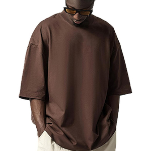 T-shirt de sport surdimensionné personnalisé pour homme, en coton élastique uni, 100 % coton, respirant, pour entraînement musculaire, col court à l'avant - Product Image 4