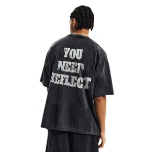 T-shirt vierge surdimensionné en coton tissé 100 % pour homme, style streetwear, fabricant OEM en gros - Product Image 6