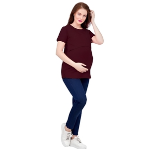 Hauts d'allaitement en coton pour femmes enceintes et post-partum, t-shirts à manches courtes pour l'allaitement du bébé - Product Image 1