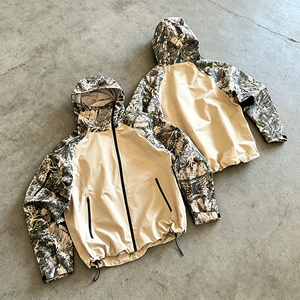 Manufacturer Custom Color Block <b>Patchwork</b> Camouflage Outdoors Polyester Windbreaker Zipper Track <b>Jacket</b> with Hood Men - Product Image 1