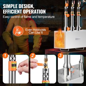 Fornace Portatile a 3 Bruciatori a Propano, Grande Capacità, Strumento per Forgiatura a Gas, 2600 Fahrenheit, Forno Industriale per la Produzione di Coltelli - Product Image 5