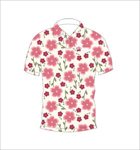 เสื้อโปโลสีชมพูพิมพ์ลายดอกไม้ ระบายอากาศได้ดี น้ำหนักเบา เหมาะสำหรับทีมกอล์ฟ แขนสั้น แบบซับลิเมชั่น ชุดกีฬาประสิทธิภาพสูง - Product Image 3