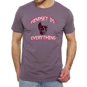 เสื้อยืดคอกลมผ้าฝ้ายโพลีเอสเตอร์สีดำเข้มทรงสลิมฟิตสำหรับผู้ชาย - Product Image 5