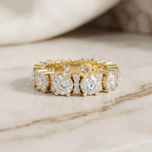 แหวนเพชรทรงกลมพรีเมียมแบบเต็มวงสำหรับผู้หญิง ทองคำแท้ 14k ของขวัญสำหรับเจ้าสาว ขอแต่งงาน มอบให้เธอ - Product Image 1
