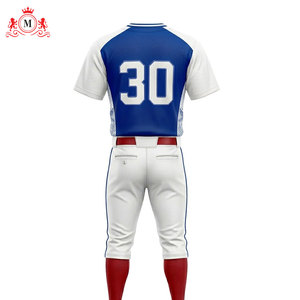 Men's Blue White Baseball Jersey With <b>Red</b> <b>Belt</b> And Pants Uniform Set Breathable Polyester Material For Adults - Product Image 3