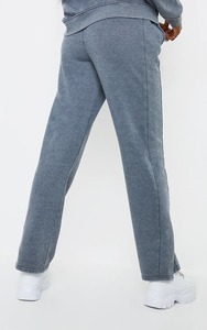 He She Wears Women Gray Hooded 2 1 Polyester/Cotton Fleece <b>Tracksuit</b> Set Full Sleeve Solid Color Casual Joggers Drawstring Side - Product Image 6