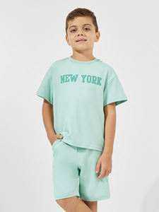 Conjuntos de Ropa de Verano para Niños, de Algodón y Lino, Conjuntos Cortos para Niños Pequeños, Camiseta y Pantalones Cortos, Conjunto de Dos Piezas, Venta al Por Mayor - Product Image 1