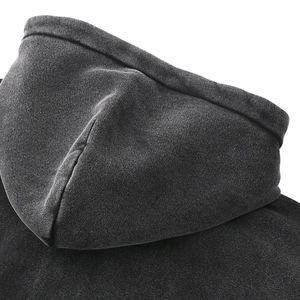 Ensemble tendance rétro personnalisé pour hommes et femmes : sweats à capuche et pantalons de survêtement zippés, délavés à l'acide, teints à la cire et effet usé - Product Image 4