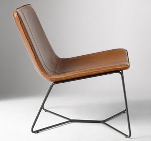 Silla Moderna de Cuero para Sala de Estar, Estructura Metálica, Respaldo Sólido, Diseño Ergonómico, Estilo Minimalista, Muebles para el Hogar - Product Image 3