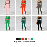 Conjunto Deportivo de 2 Piezas para Mujer, Shorts de Cintura Alta con Tirantes Cruzados, Logotipo Frontal, Transpirable, Cintura Elástica sin Costuras, para Gimnasio y Yoga