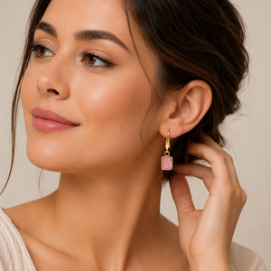 Rhodochrosite 27 To 28mm Rectangle Shape Ear <b>Wire</b> 925 <b>Sterling</b> <b>Silver</b> 18K Gold Plated Earring - Product Image 5