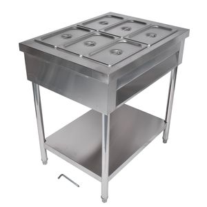 Commercial Electric Steam <b>Table</b> 6-Pan Stainless Steel Food Warmer Professional <b>Buffet</b> Catering Warming & Holding Equipment - Product Image 5