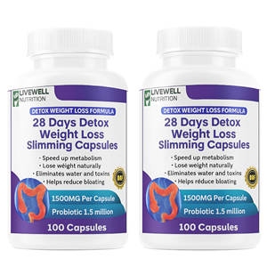 Livewell 28 Days Detox Capsules Minceur Perte de Poids 1500mg 100 Comprimés Lot de Deux Soutien Métabolique - Product Image 3