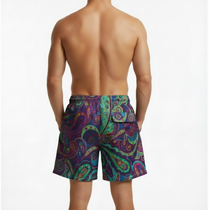 Shorts de bain pour hommes, imprimés par sublimation, respirants, séchage rapide, 100% polyester, grandes tailles, logo personnalisé - Product Image 2