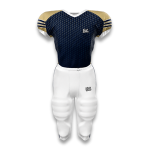 Custom Men's American Football Jersey Set Navy Gold Geometric Print Short Sleeve Fitted Moisture Wicking Apparel - Product Image 1