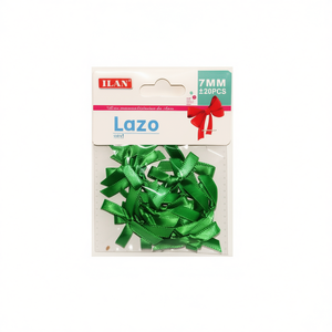 Fiocchi di nastro verde Ilan Lazo da 7 mm per artigianato e decorazioni - Product Image 1