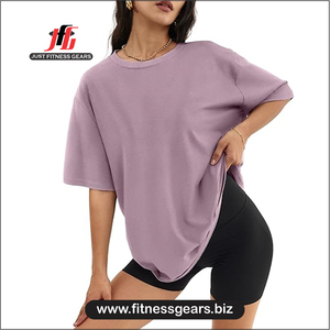 Women's O-Neck Short Sleeve T-Shirt Solid Blue Knitted Casual Wear Loose Fit Summer 100% Polyester - Product Image 2