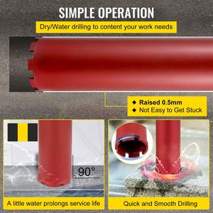 Punta per trapano diamantata per calcestruzzo in muratura da 5/127mm a secco/umido punta per carotaggio a diamante da 14/355mm con punta per calcestruzzo - Product Image 6