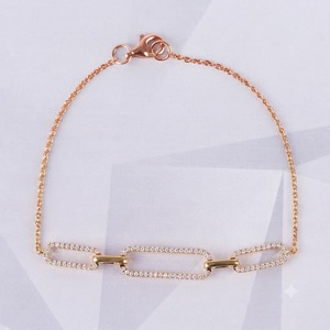 สร้อยข้อมือเพชรเลี้ยงแบบมินิมอล ทองคำขาว 14K ประดับเพชร 0.33 กะรัต ดีไซน์แบบคลิปหนีบกระดาษ สำหรับผู้หญิง สวมใส่ในงานปาร์ตี้ - Product Image 3