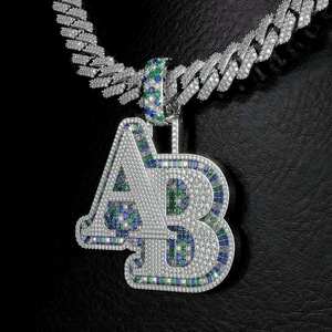 Pendentif Moissanite AB en Argent 925 Plaqué Rhodium, Bijou Unisexe Hiphop, Sertissage Canal, Coupe Ronde Brillante, Cadeau - Product Image 3