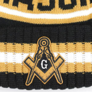 Gorro Mason Negro, 100% Acrílico Pesado, Tejido Jacquard, Parche con Logotipo del Equipo en el Puño, Cálido, Unisex, Ropa Griega, Solo Lavar a Mano - Product Image 5