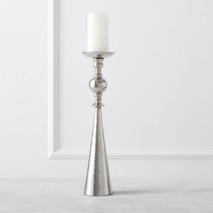 Hammered Silver Metal Pillar Candle Holder <b>Tall</b> Aluminum Taper <b>Candlestick</b> Stand Luxury Wedding Centerpiece Home Decor Wholesale - Product Image 1