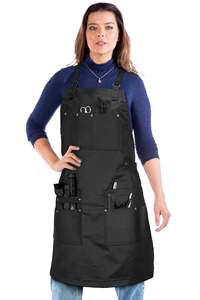 <b>Leather</b> Bib <b>Apron</b> With Multiple Pockets For Hairdressers And Barbers Classic Style Durable Workwear - Product Image 4