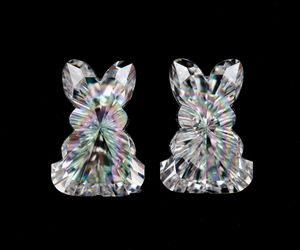 Par de diamantes cultivados en laboratorio de alta calidad, 3.45 CT, CVD/HPHT, corte conejillo personalizado, VVS-VS, perforados con láser, sueltos, para joyería. - Product Image 4