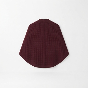 Fournisseur OEM ODM – Écharpe châle tricotée sur mesure, poncho chaud d'hiver surdimensionné, écharpe pull pour femme avec franges et pompons, capes en gros - Product Image 2