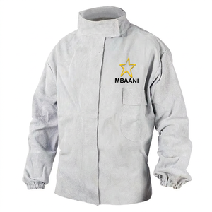 Veste de travail ignifuge et résistante à la chaleur à manches longues blanche MBAANI, vêtements de sécurité pour la coulée - Product Image 2