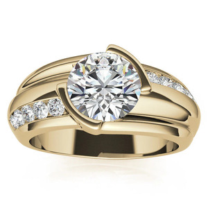 Anillo de compromiso para hombre con diamante cultivado en laboratorio de corte redondo en oro blanco - Product Image 5