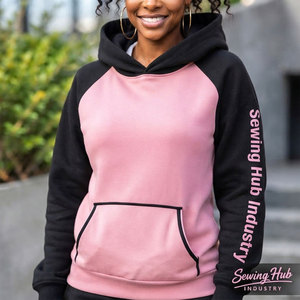 Two Tone Pink <b>Black</b> Pullover Boxy Fit Hoodie Heavyweight Cotton <b>Fleece</b> Fabric College University Casual Wear Wholesale Hoodie - Product Image 1
