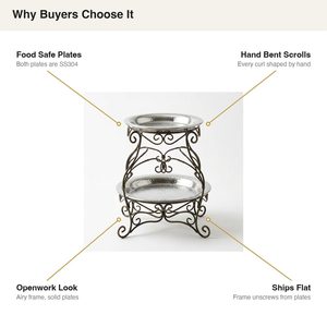 Handmade SS304 Buffet <b>Riser</b> 28 cm Antique Brass Frame Food Safe Plates Jaal Wire Scroll Display <b>Riser</b> for Home Decor Hotels - Product Image 5