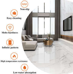 Baldosas de Porcelana Cerámica Metálica Pulida y Esmaltada de Gran Formato, Blancas Brillantes, Efecto Mármol, 750x1500mm, 9mm, para Baño - Product Image 2