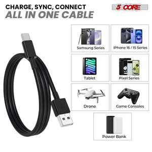 Câble USB C noir durable, 5 pièces, 65W, charge rapide, transfert de données, cordon de chargeur réversible, Android, Nintendo Switch, Steam Deck - Product Image 5