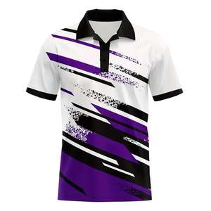 Chemise de golf à manches courtes pour homme, motif géométrique, imprimé par transfert thermique, respirante, coupe classique, jersey tricoté polyester/coton - Product Image 1