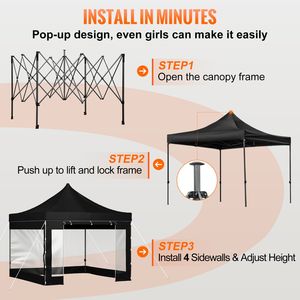 10 X 10 FT Pop up <b>Canopy</b> <b>Tent</b> with Removable Sidewalls Wheeled Bag UV Resistant Waterproof Insulation for Outdoor Patio Gazebo - Product Image 5