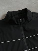 Veste Y2K personnalisée tendance rétro avec passepoil contrastant pour homme, coupe-vent noir à col montant et fermeture éclair intégrale, pantalon athlétique à jambe large – Vente en gros