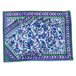 Wholesale Custom Block Printing Fabric Table Placemats & Napkins <b>Set</b> Wedding Party Dinning Table <b>Linen</b> Mats Handkerchief <b>Set</b> - Product Image 1