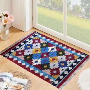 Tapis en coton fonctionnels pour les chambres Boho et le salon Design de sol pratique chaud Lowmaintenance 019 - Product Image 1