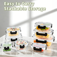 Contenants de stockage alimentaire en verre sans BPA personnalisables pour la cuisine, la préparation des repas à l'école, boîte à lunch en verre borosilicate avec couvercle en plastique