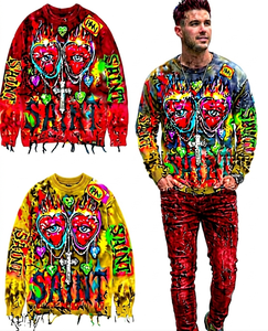 T-shirt à manches longues double couche pour homme, 100% coton épais, avec impression graphique personnalisée, color block, fabriqué par OEM en provenance du Bangladesh - Product Image 1